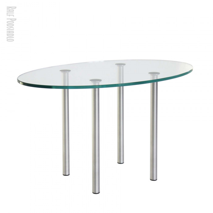 Glastisch / Beistelltisch Oval (Ellipse) 80x50cm,  runde Tischbeine