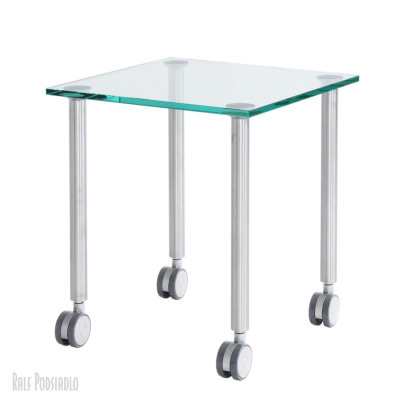 Beistelltisch auf Rollen - Glasplatten und Höhe nach Wunsch - Tischbeine Edelstahl