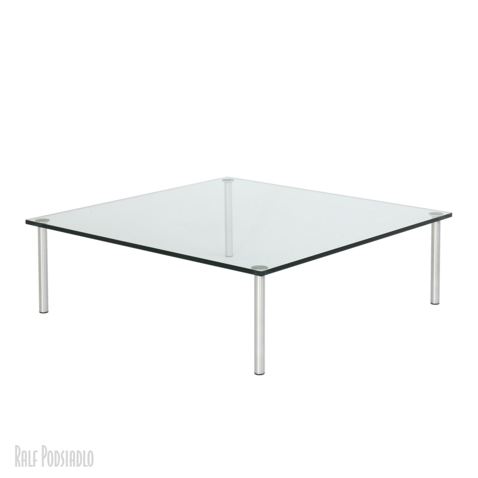 Couchtisch - Glastisch auf Maß - H32 100x100cm, Edelstahl Schliff