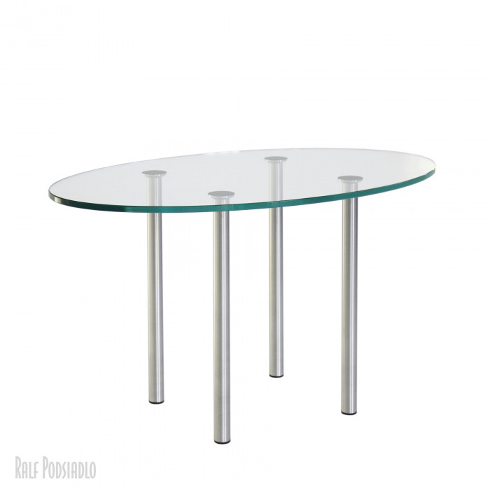 OBJEKT-30 - Glastisch / Beistelltisch, oval (Ellipse) 80x50cm