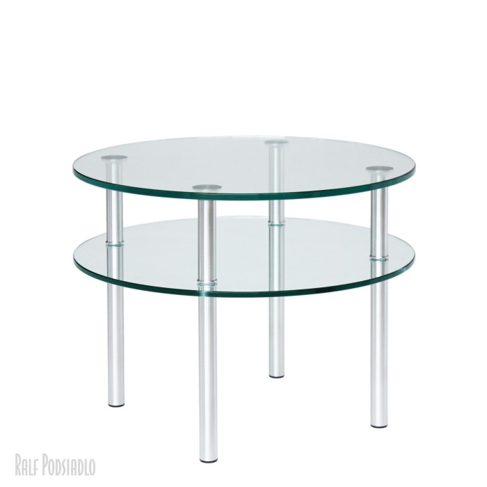 Glastisch rund H47cm Ablage aus Floatglas D60cm
