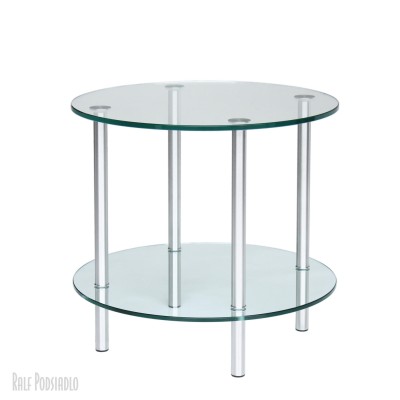 DUANA - Servier-Tisch aus Glas, Bar-Wagen, rund - Durchmesser 60cm