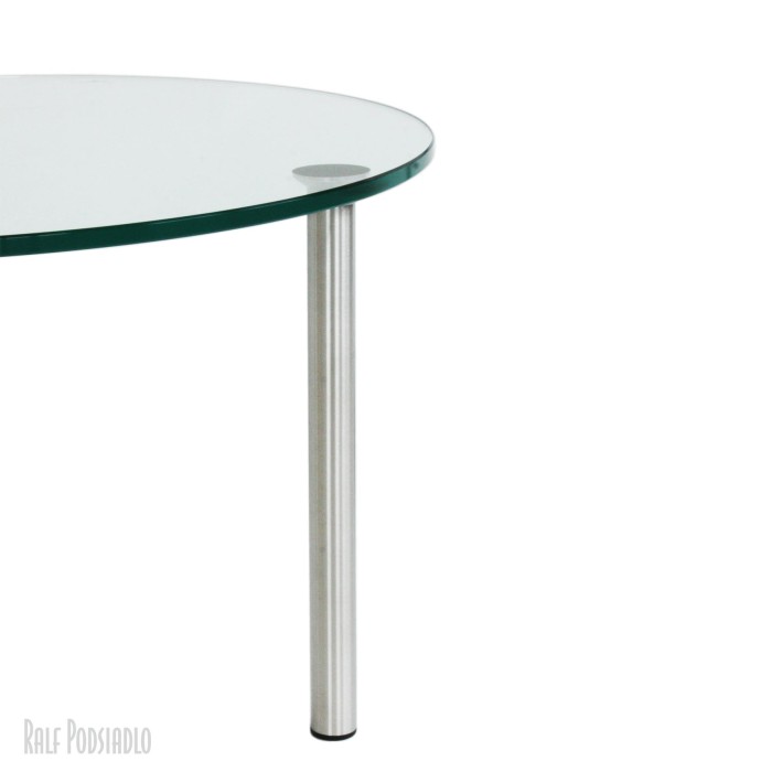 Tisch-Fuß D30mm für runde Glasplatten, Edelstahl, Gleiter schwarz