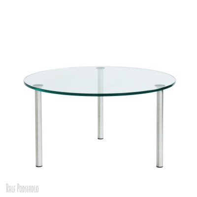 runder Glastisch, D70cm, 3-Tisch-Füße, Edelstahl