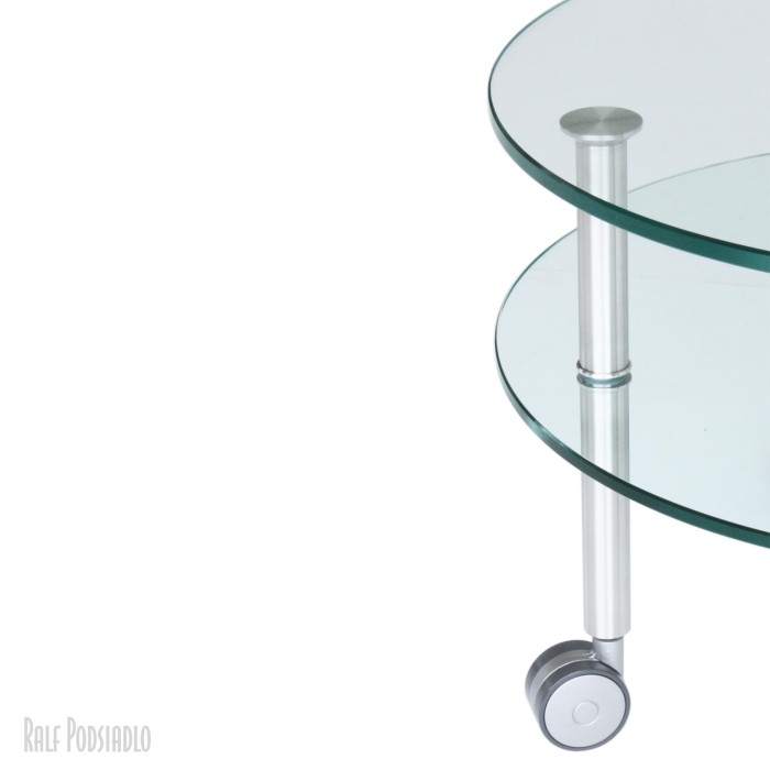 Glastisch, runde Glasplatten, Zeitungs-Ablage - Rollen