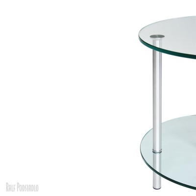 Glastisch, runde Glasplatten, Zeitungs-Ablage