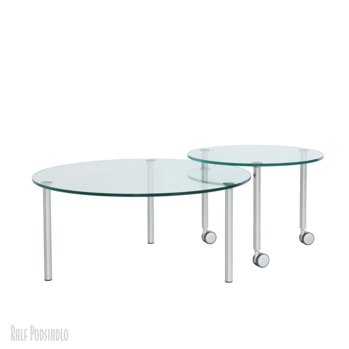 Couchtisch-Set mit runden Glasplatten