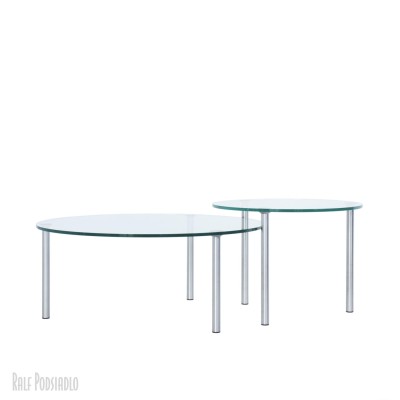 Glastisch-Satz rund D 90cm + D60cm dreibeinig