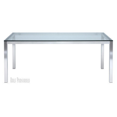 Tisch FRAME-50 - Glasplatte - Float klar (klassisch), Edelstahl-Gestell nach Maß
